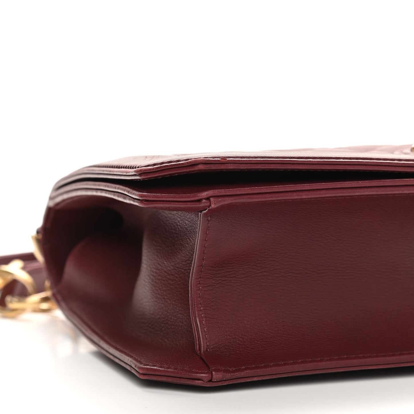 Calfskin Quilted Large Flap Bag Burgundy