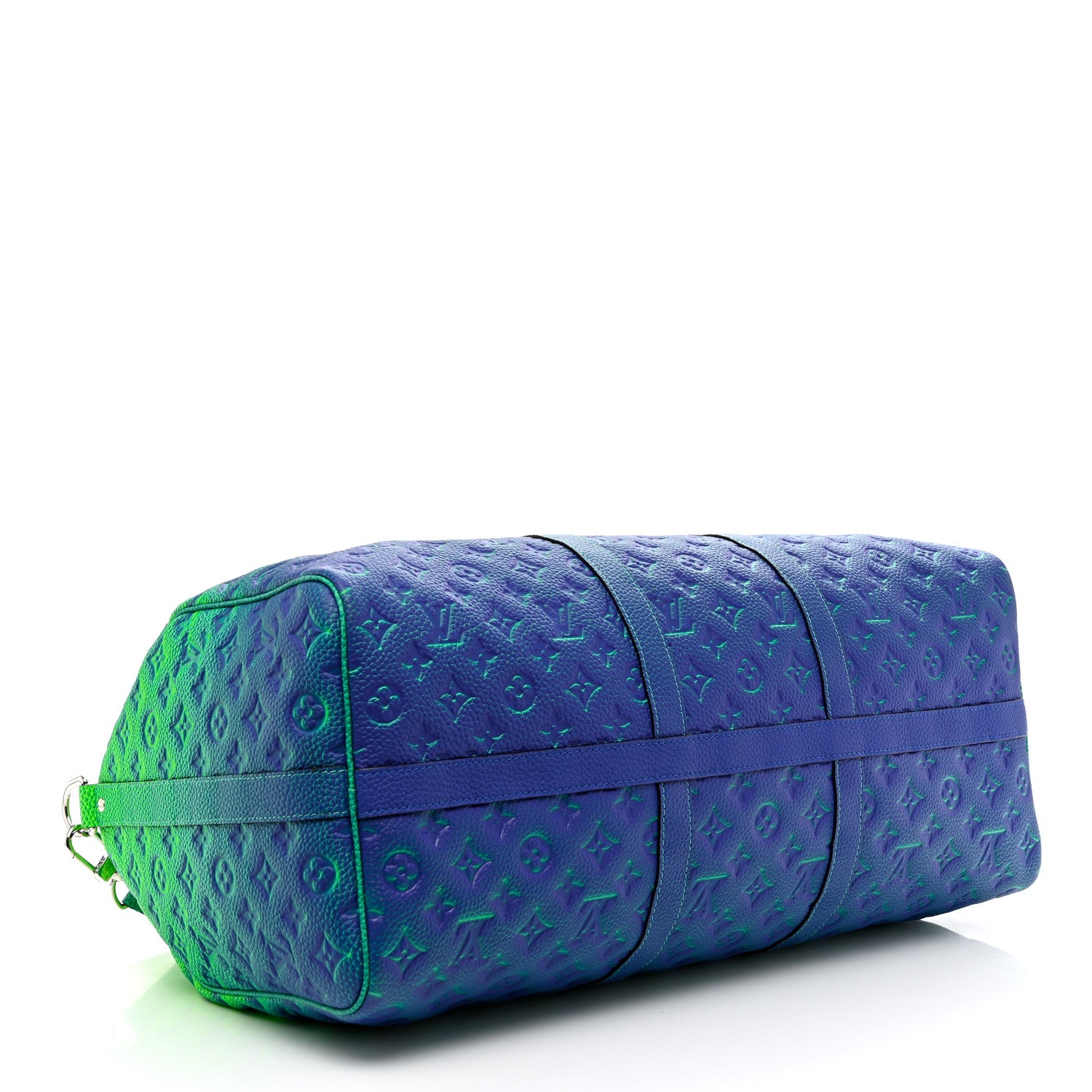 Louis Vuitton Taurillon Illusion Keepall Bandouliere 50 Bleu Vert 3 of 8