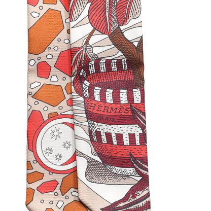 Hermes Silk La Danse Des Amazones Twilly Beige Corail Brun 2 of 4