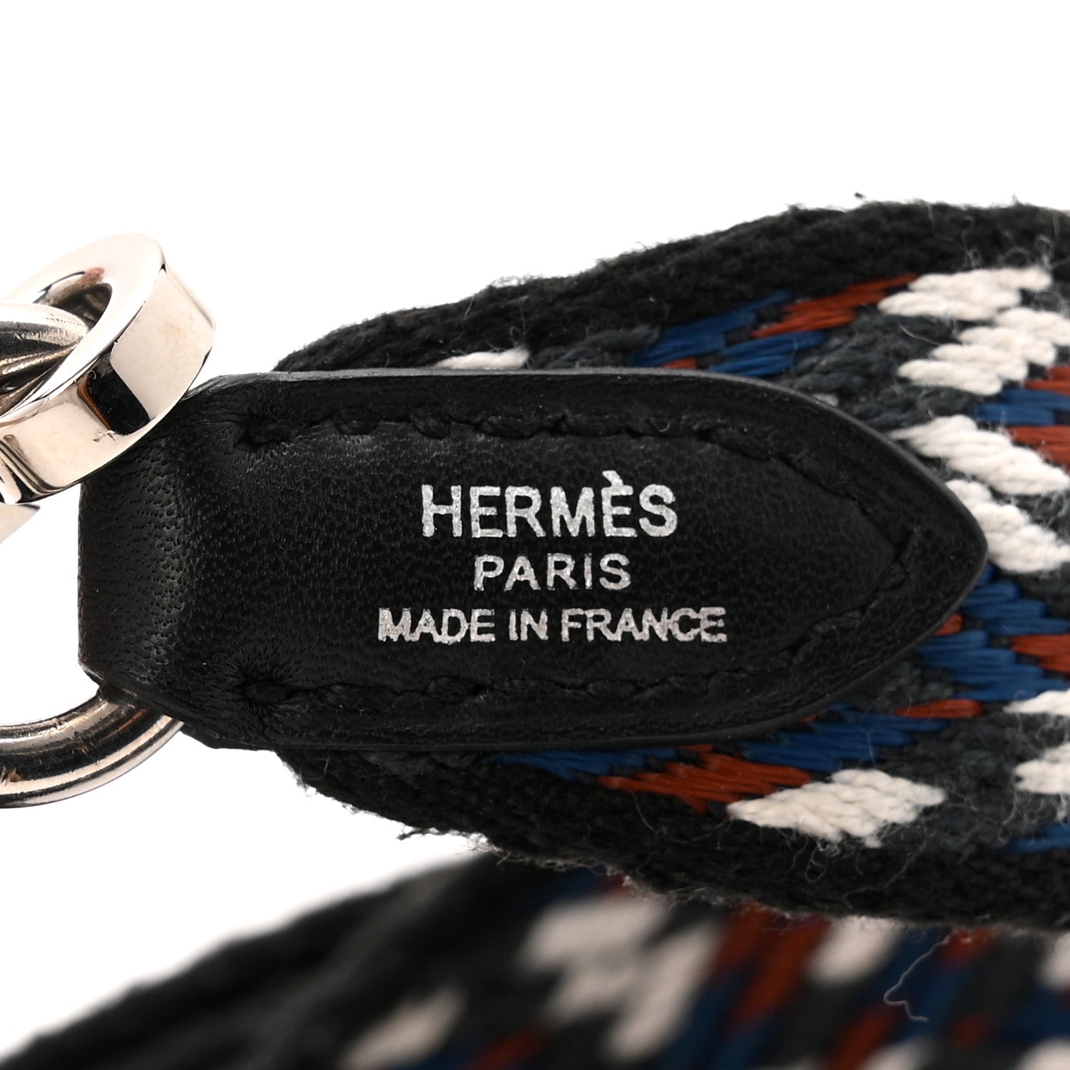 Hermes Toile Swift 25mm Sangle Cavale Shoulder Strap Black White Deep Blue 3 of 5