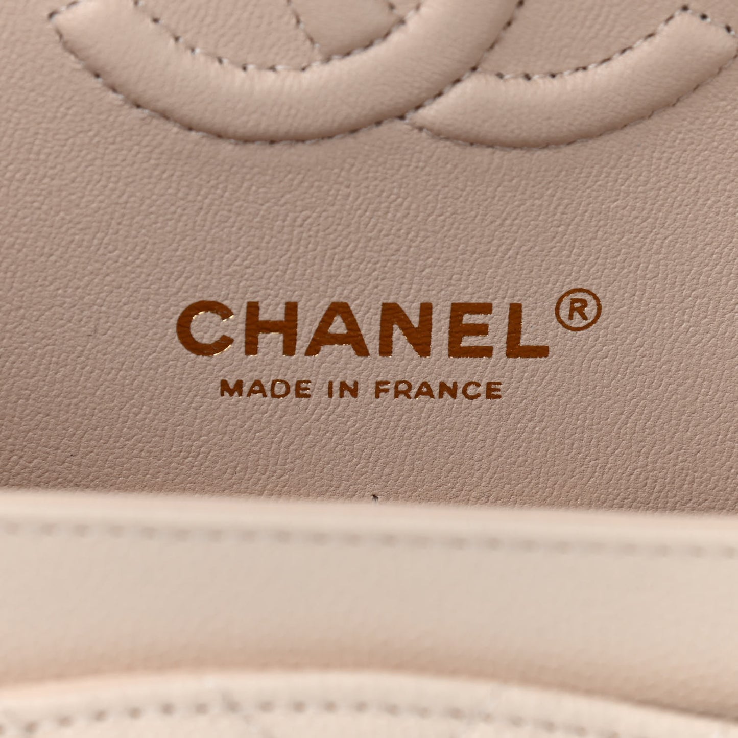 Caviar Chevron Quilted Small Double Flap Beige