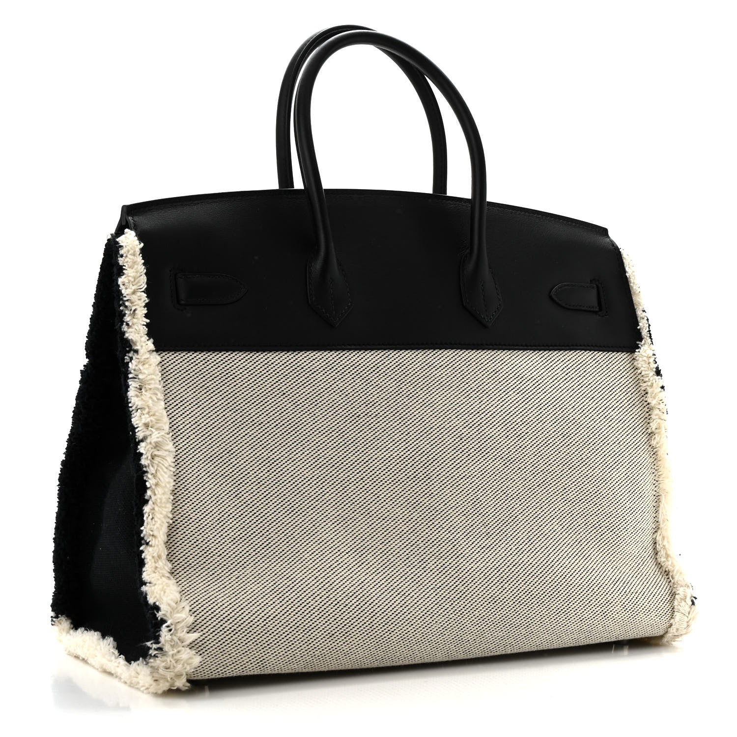 Hermes Swift Twill H Fray Fray Birkin 35 Black Ecru 3 of 11