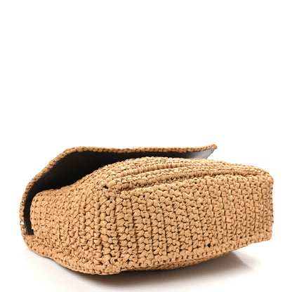Saint Laurent Raffia Calfskin Monogram Medium Niki Chain Satchel Natural 4 of 11