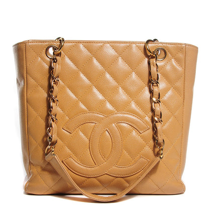 Chanel Caviar Quilted Petit Shopping Tote PST Beige 1 of 8