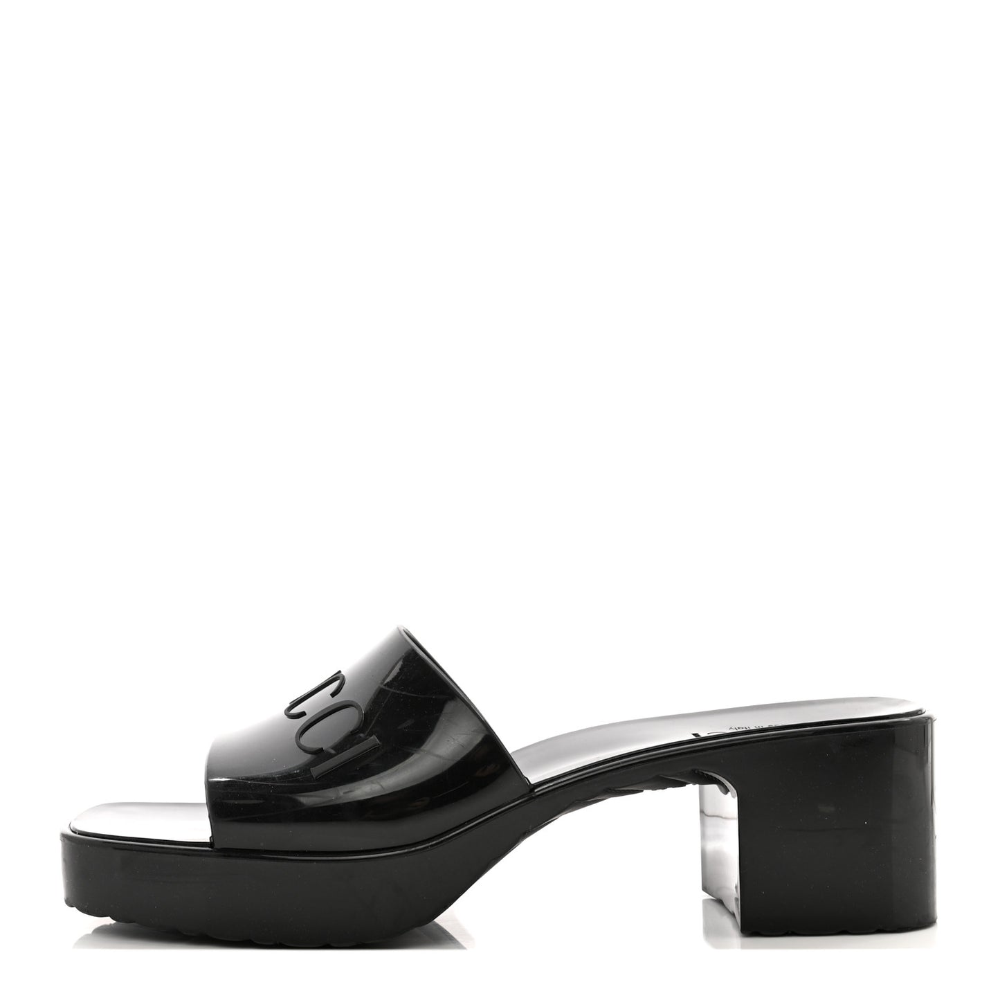 Rubber Gucci Logo Womens Platform 20/60mm Slide Sandals 38 Black