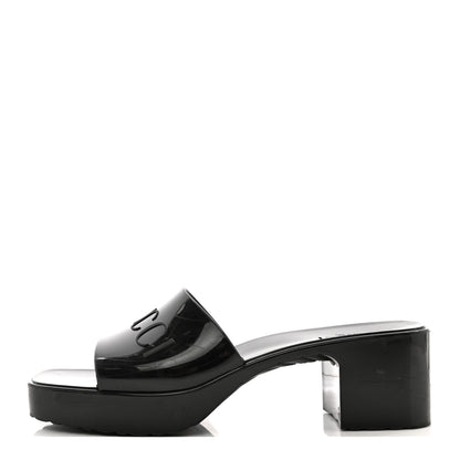 Gucci Rubber Gucci Logo Womens Platform 20/60mm Slide Sandals 38 Black 1 of 13