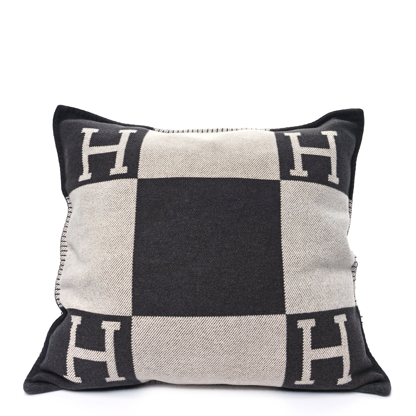 Wool Cashmere Avalon Pillow GM Ecru Gris Fonce