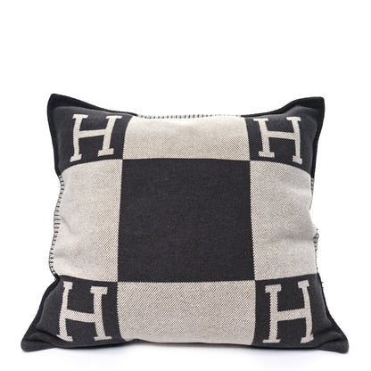 Hermes Wool Cashmere Avalon Pillow GM Ecru Gris Fonce 1 of 4