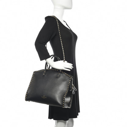 Valentino Garavani Vitello Rockstud Dome Shopper Black 2 of 13