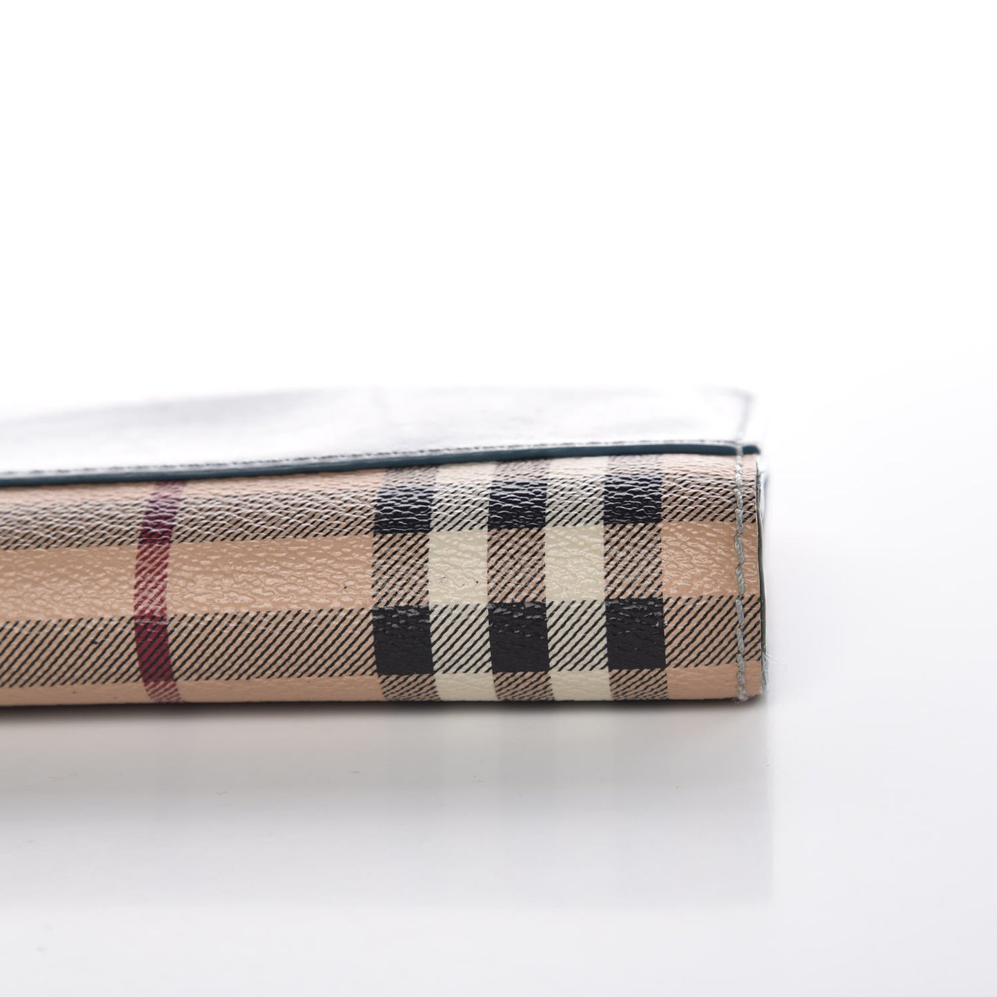 Calfskin Haymarket Check Medium Cowley Flap Wallet Eucalyptus Grey