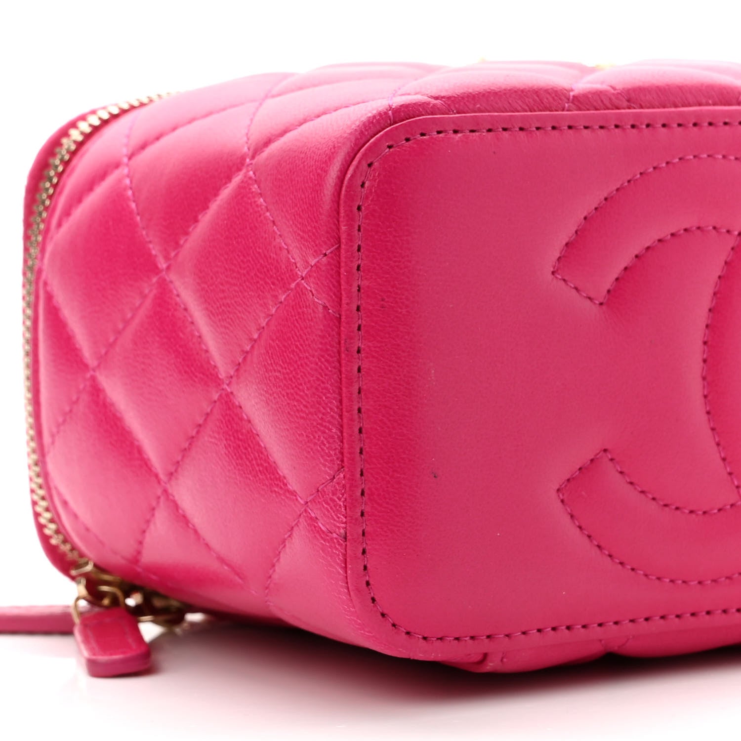 Chanel Lambskin Quilted Small Top Handle Vanity Case With Chain Dark Pink 9 of 11