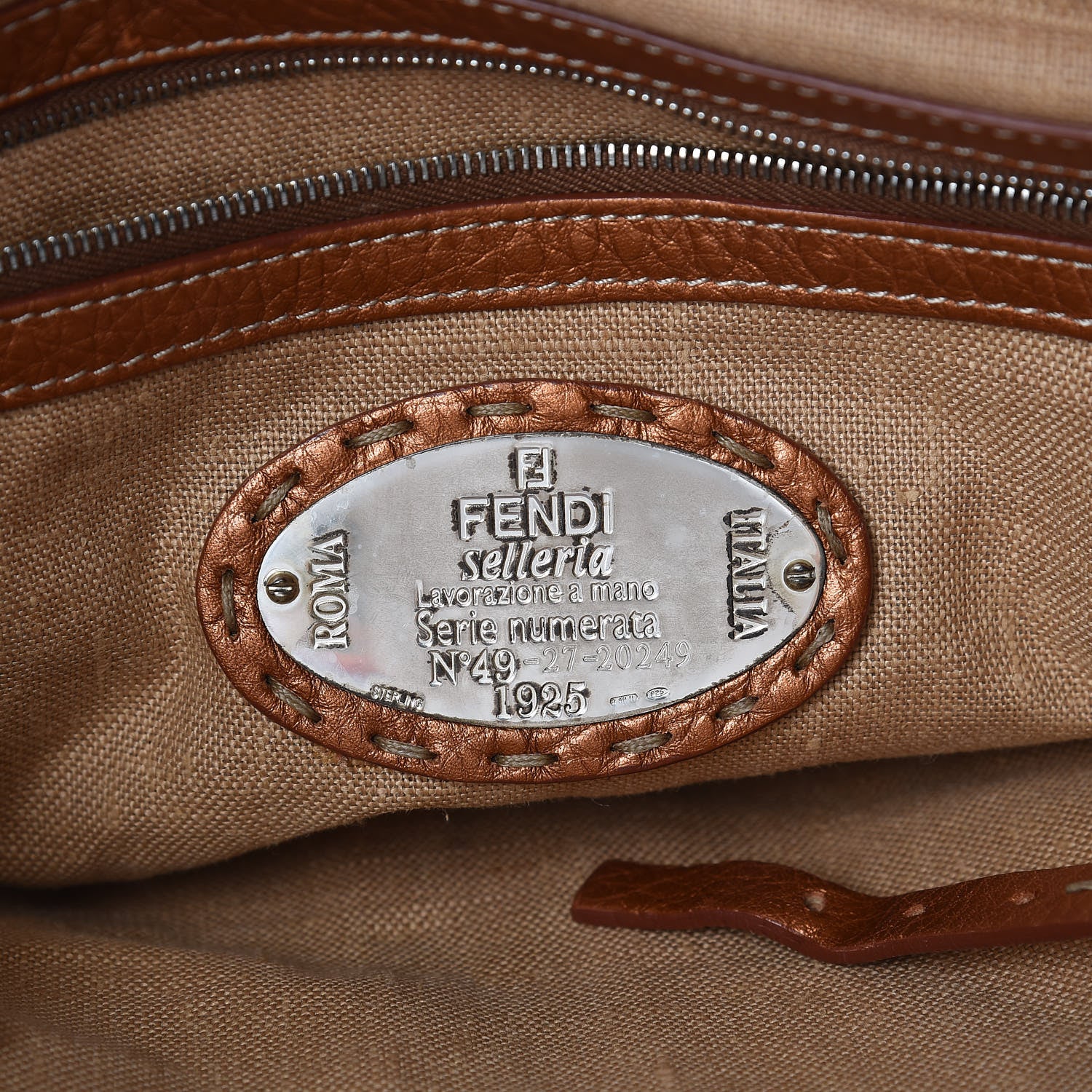 Fendi Cuoio Romano Selleria Linda Satchel Bronzo 6 of 7
