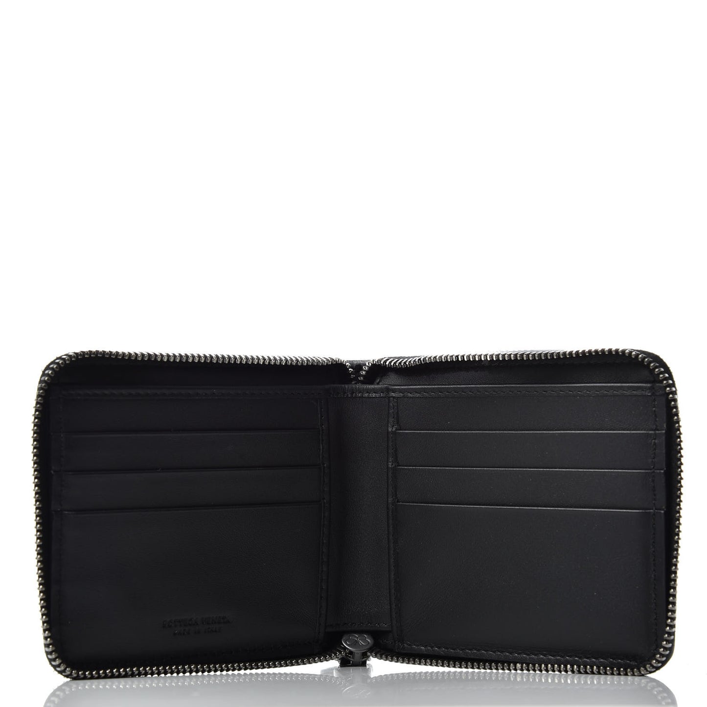 Nappa Intrecciato Zip Around Compact Wallet Black