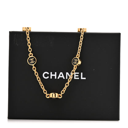 Chanel Metal Enamel CC Crystal Necklace Gold Black 5 of 5