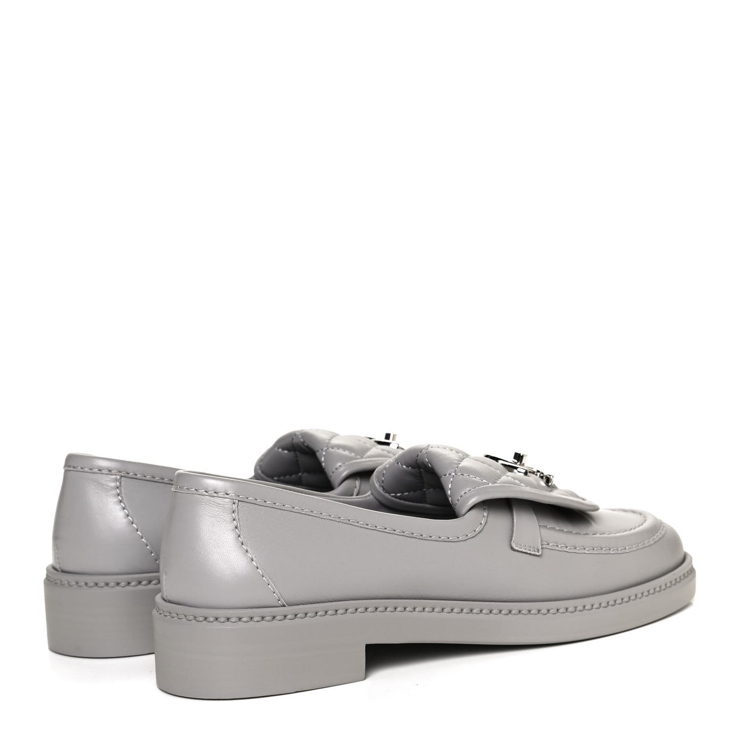Lambskin Quilted CC Turnlock Loafers 37.5 Grey