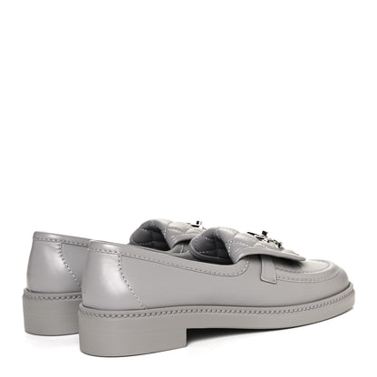 Chanel Lambskin Quilted CC Turnlock Loafers 37.5 Grey 4 of 11
