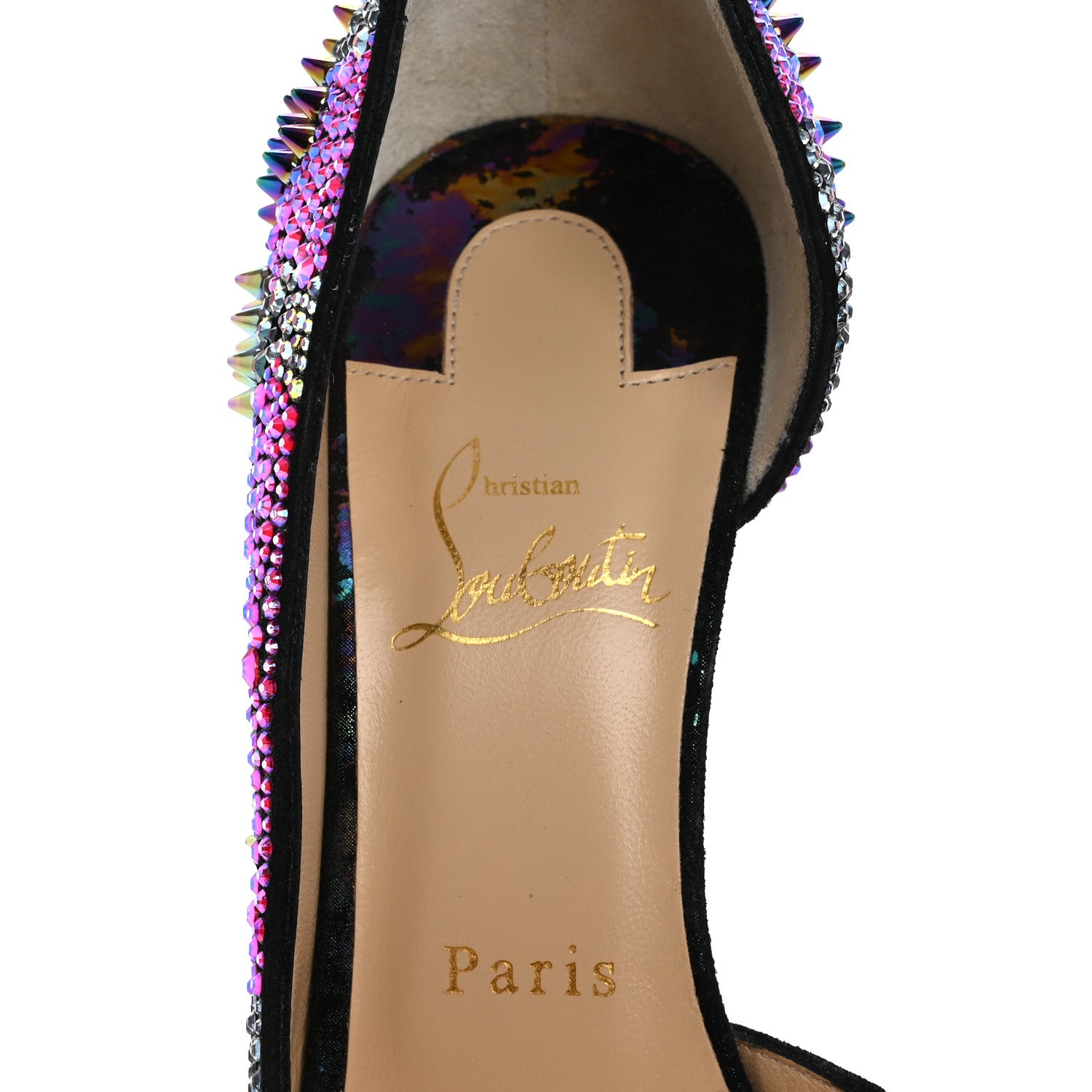 Christian Louboutin Milky Suede Iriza Bling Bang 100 Pumps 38.5 Black Multicolor 7 of 11