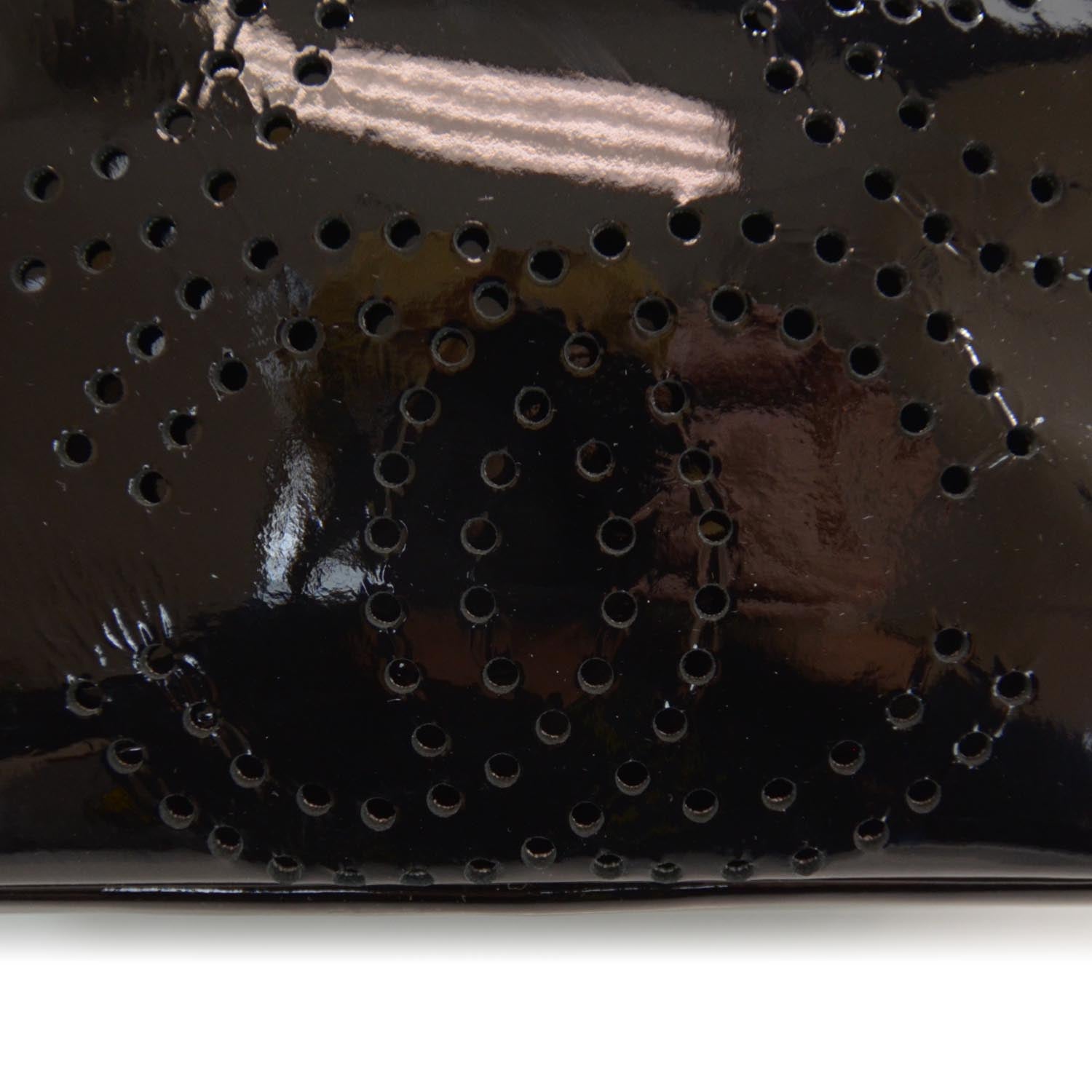 Chanel Patent Perforated CC Shopping Tote Black 5 of 9
