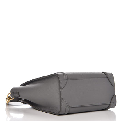 Celine Drummed Calfskin Nano Luggage Kohl 4 of 9