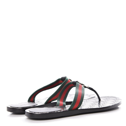 Gucci Nylon Guccissima Web Womens Thong Sandals 39 Green Red Black 4 of 8