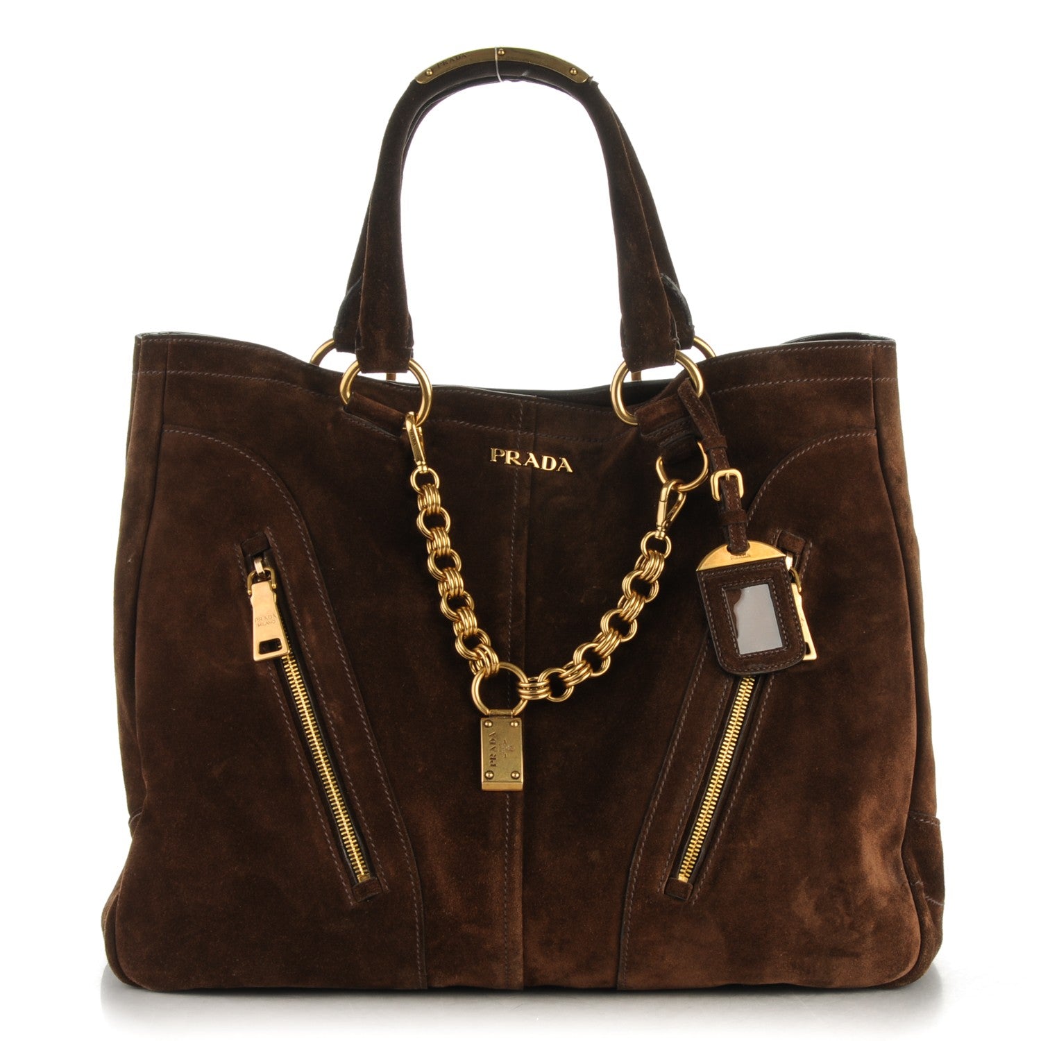 Prada Suede Scamosciato Tote Mogano 1 of 8