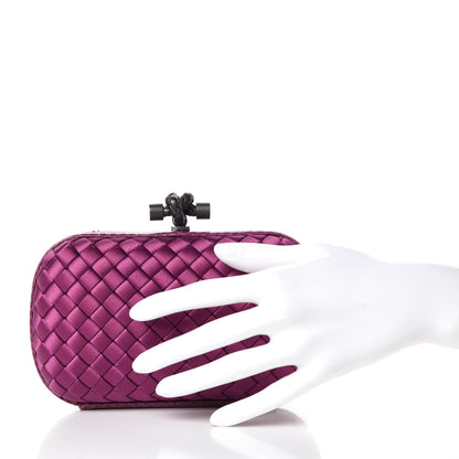 Bottega Veneta Satin Intreccio Impero Ayers Knot Clutch Orchid 2 of 8