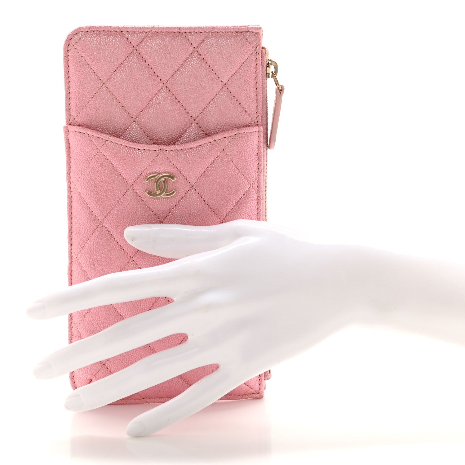 Chanel Iridescent Caviar Quilted Classic iPhone Pouch Rose Pink 2 of 9
