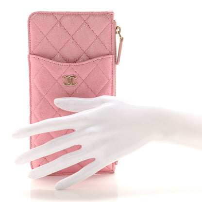Chanel Iridescent Caviar Quilted Classic iPhone Pouch Rose Pink 2 of 9