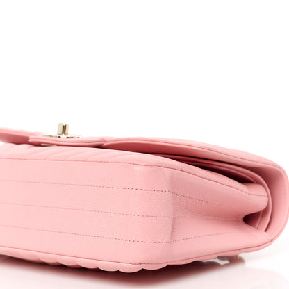 Chanel Caviar Flat Chevron Quilted Medium Double Flap Pink 11 of 11