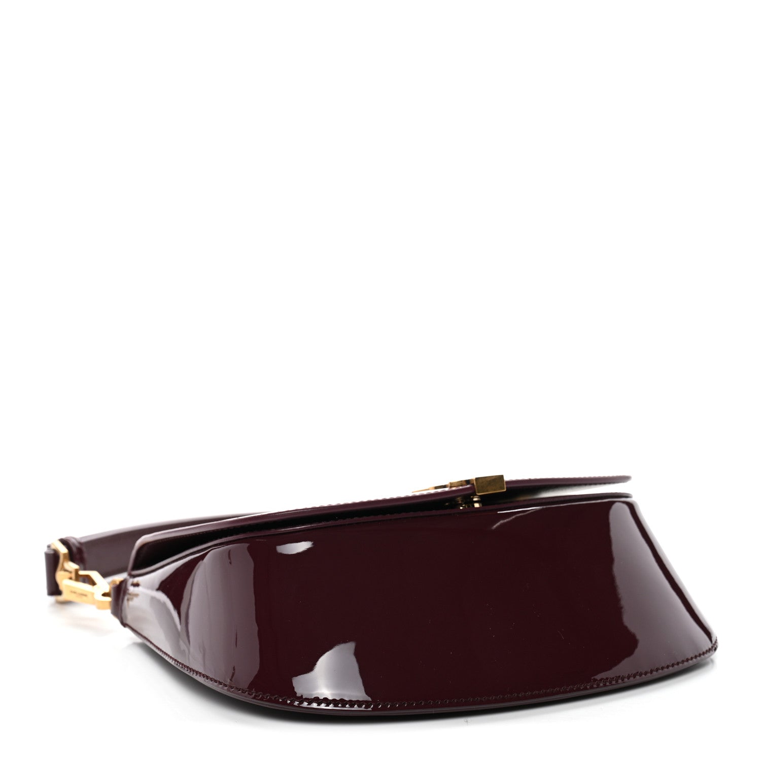 Saint Laurent Patent Calfskin Mini Voltaire Top Handle Bag Dark Wine 4 of 12