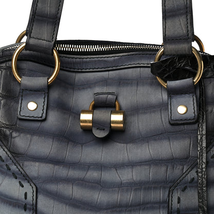 Saint Laurent Nubuck Crocodile Embossed Large Muse Grey 8 of 14