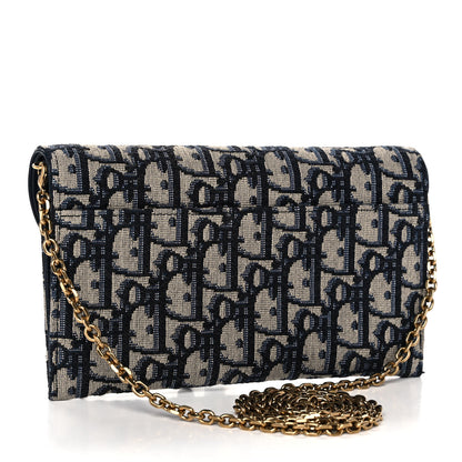 Christian Dior Oblique Saddle Chain Long Wallet Blue 4 of 13
