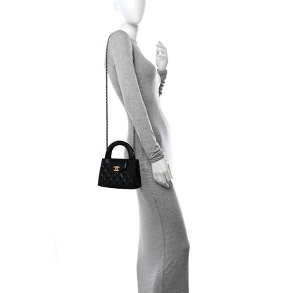 Chanel Shiny Aged Calfskin Quilted Nano Kelly Shopper Black 2 of 10