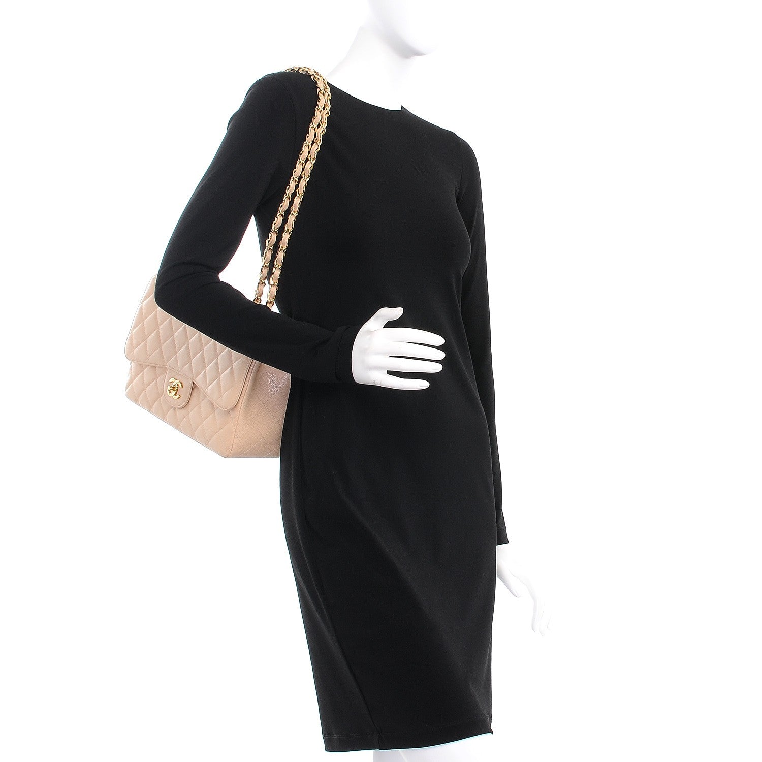 Chanel Caviar Quilted Jumbo Single Flap Beige Clair 3 of 8
