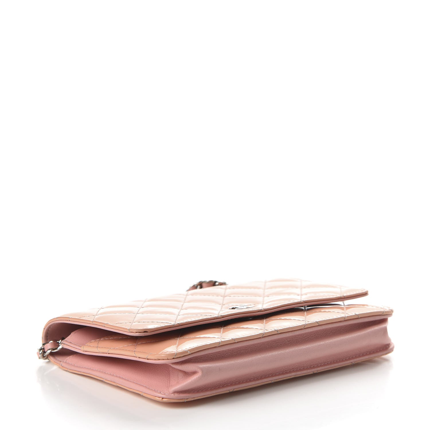 Chanel Patent Quilted Wallet On Chain WOC Light Pink 3 of 11