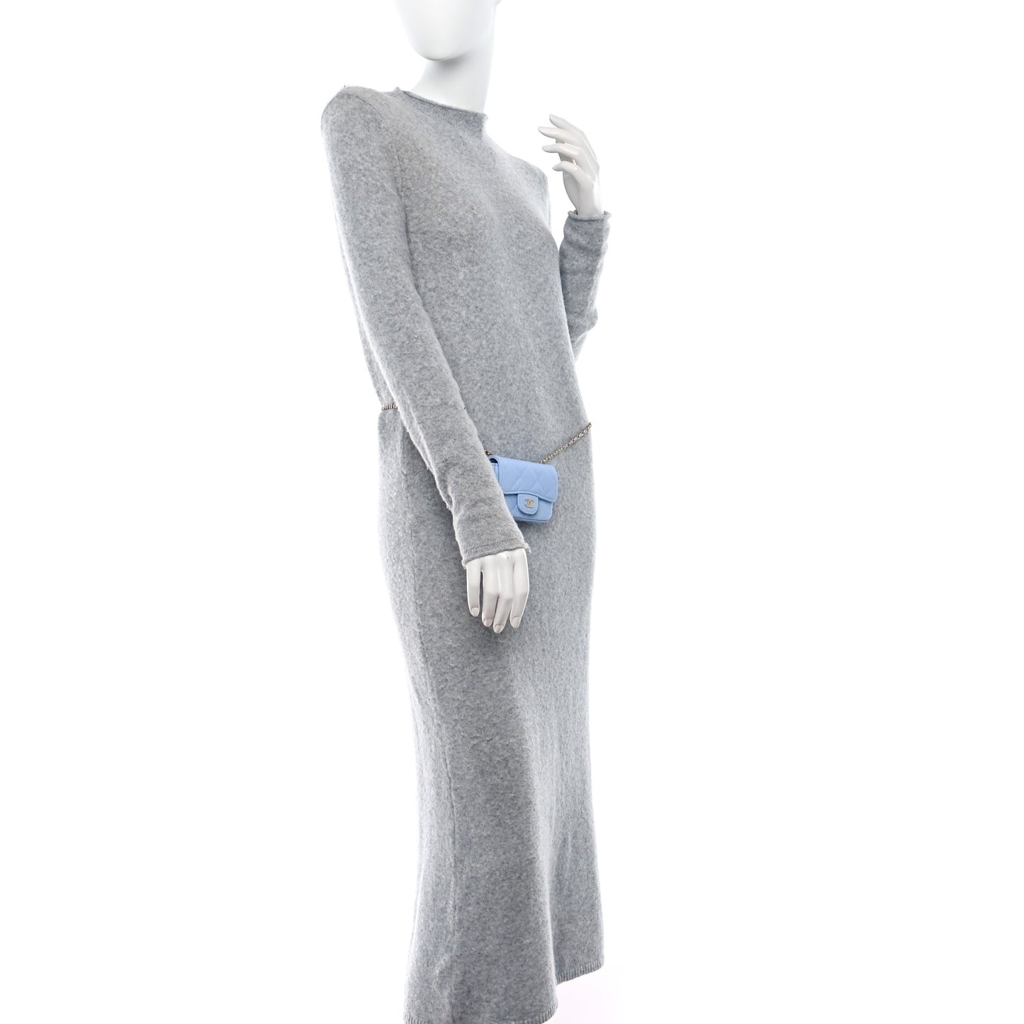 Caviar Quilted Mini Chain Belt Bag Light Blue