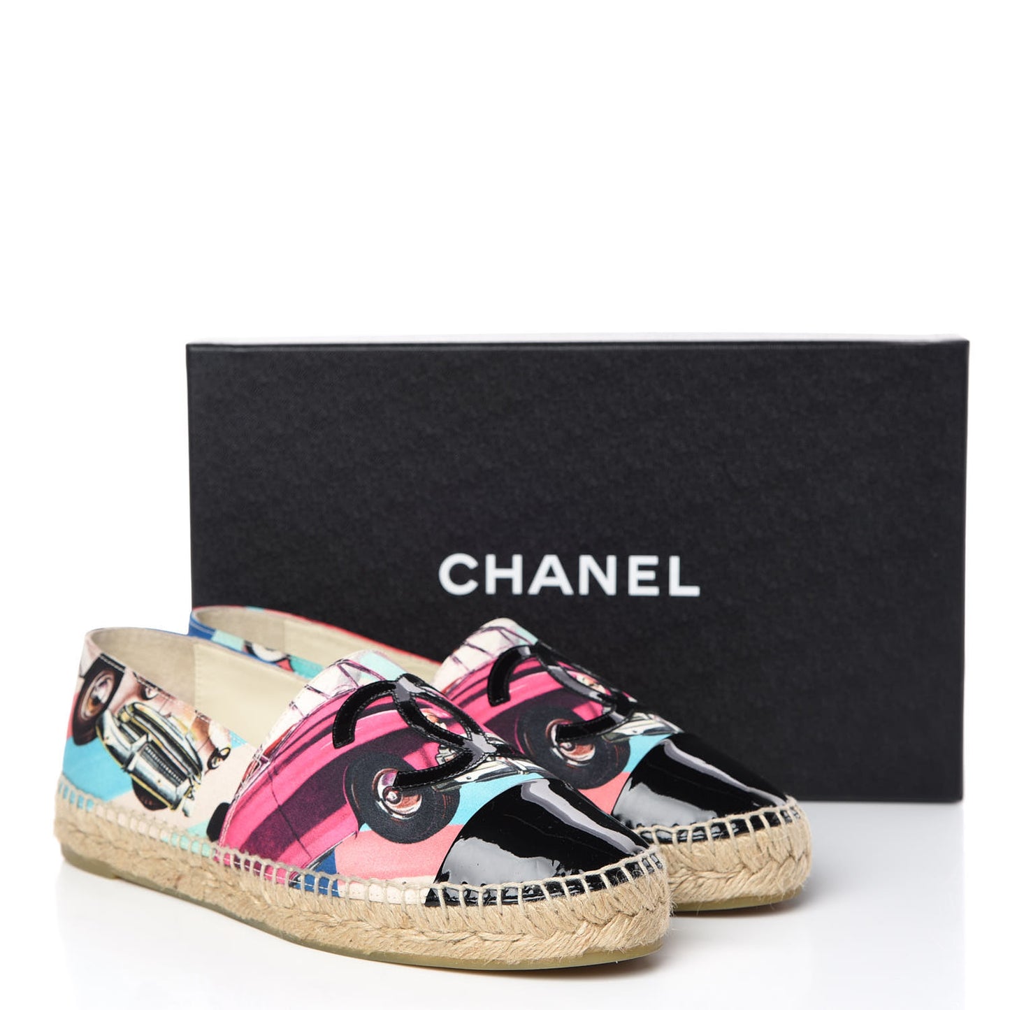 Patent Fabric CC Espadrilles 39 Multicolor Black