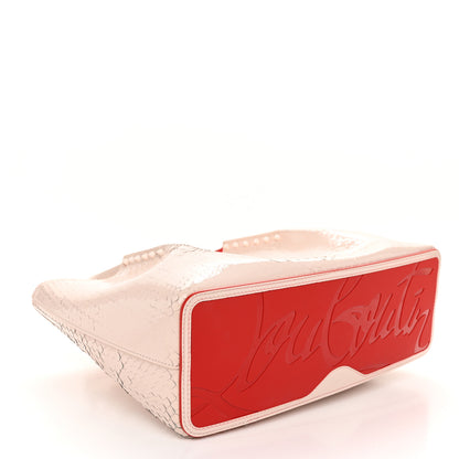 Christian Louboutin Patent Snakeskin Embossed Spiked Cabarock Shopper Tote Leche 4 of 13