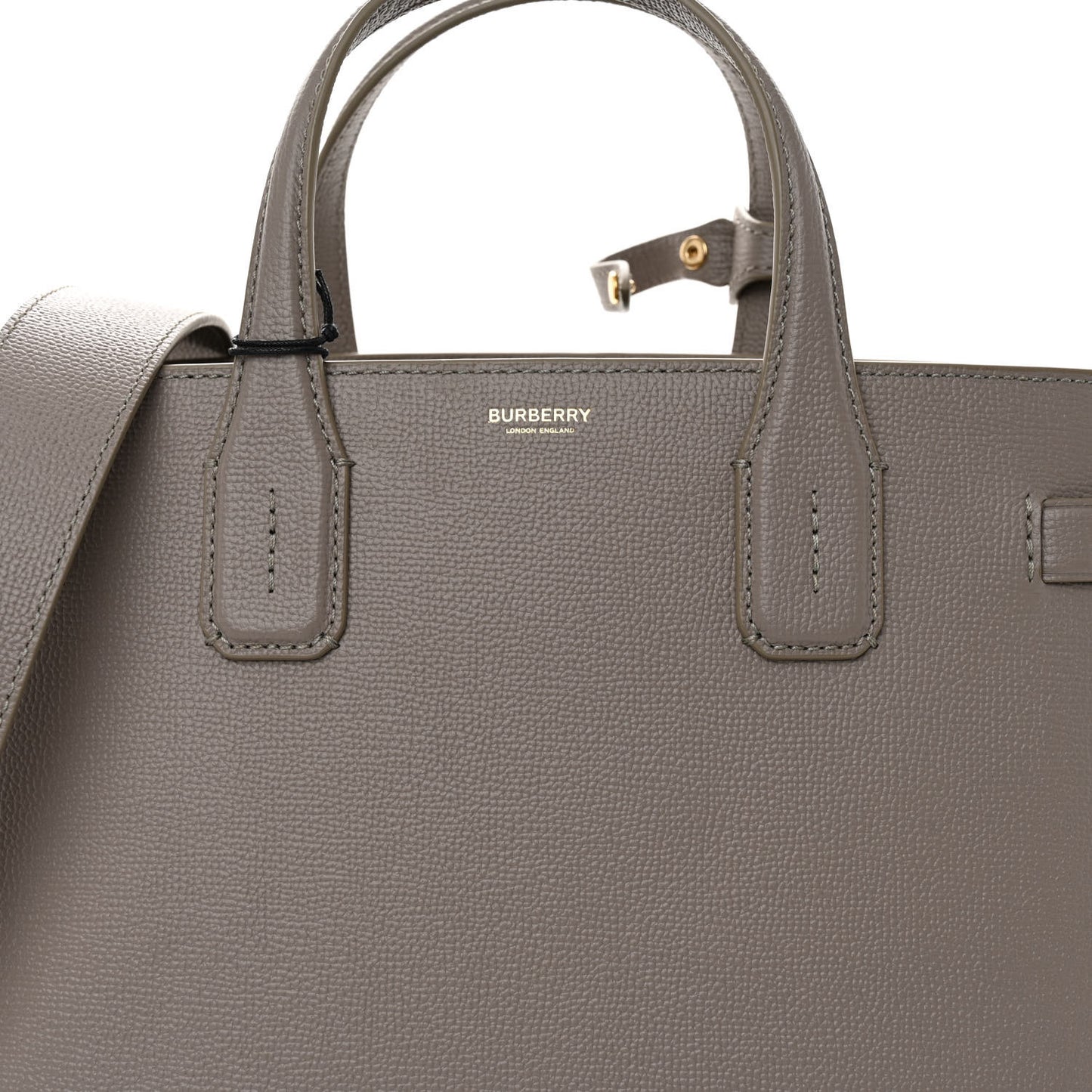 Grainy Calfskin House Check Medium Banner Tote Taupe Brown