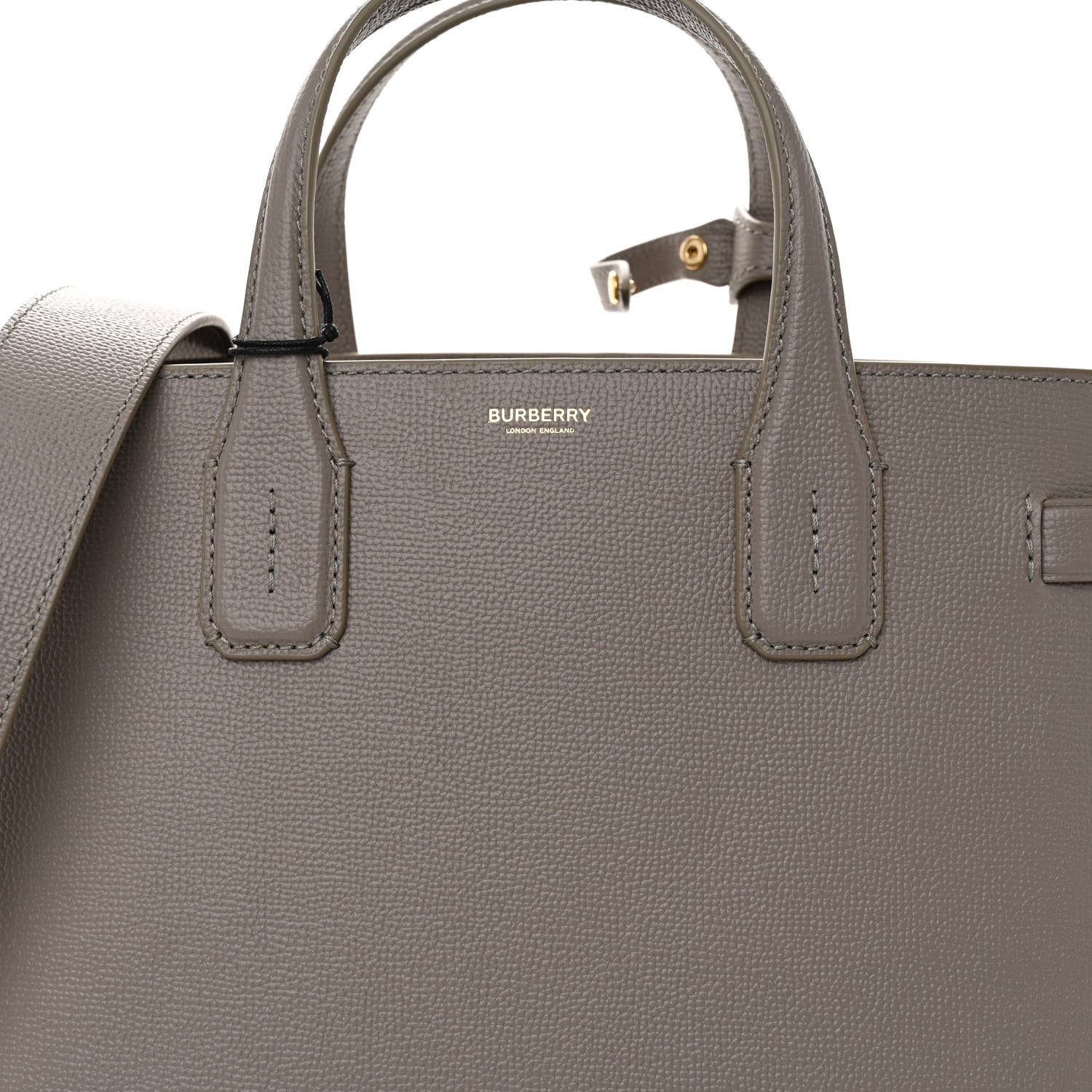 Burberry Grainy Calfskin House Check Medium Banner Tote Taupe Brown 7 of 9