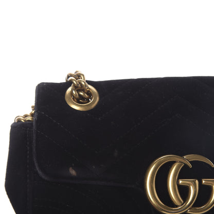 Gucci Velvet Matelasse Mini GG Marmont Shoulder Bag Black 10 of 14