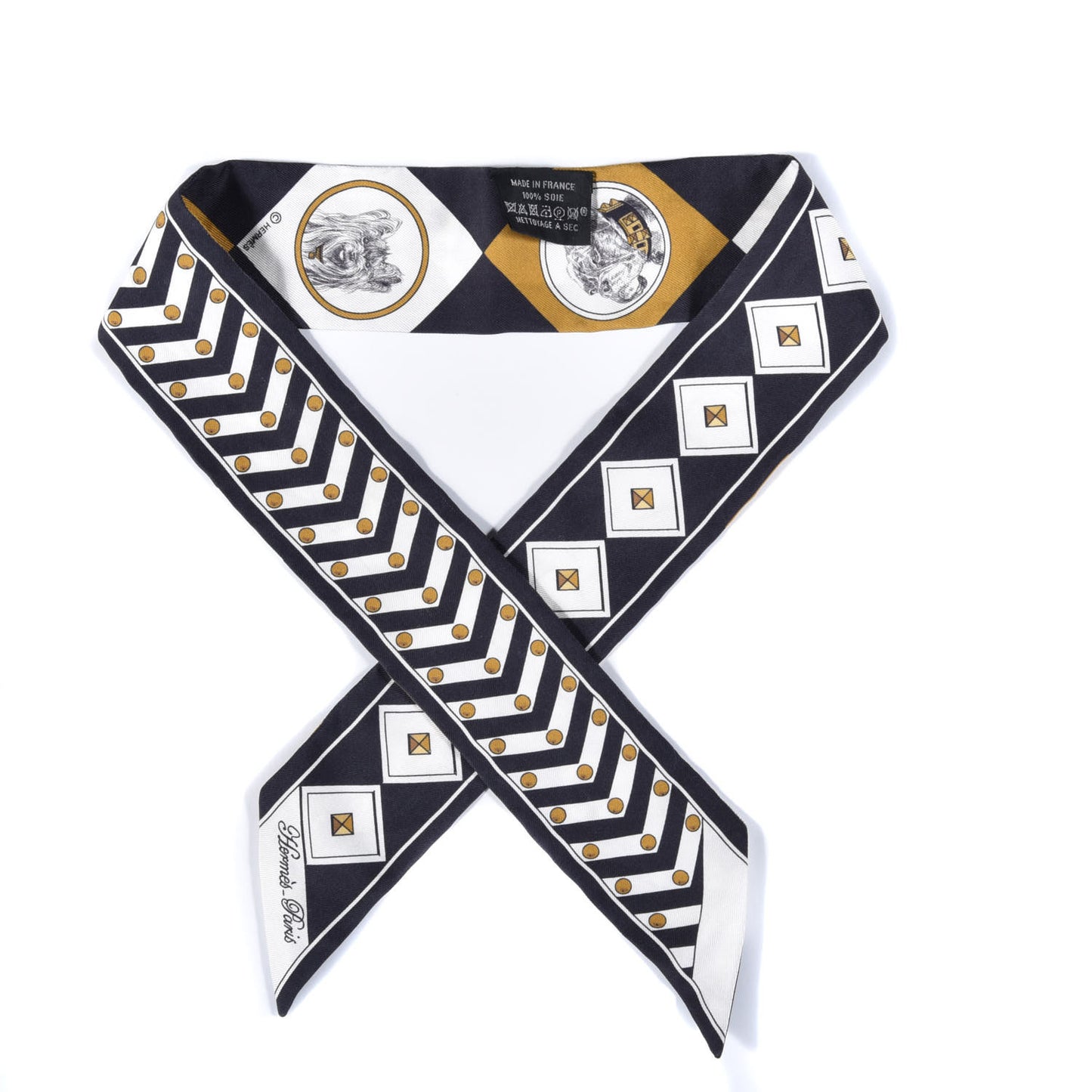 Silk Colliers Et Chiens Twilly Black Gold White