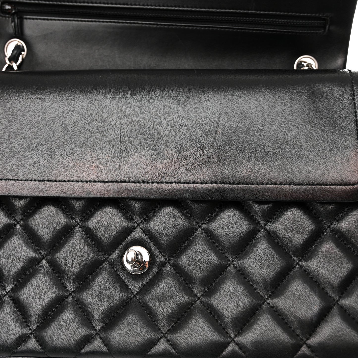 Lambskin Quilted Jumbo Double Flap Black