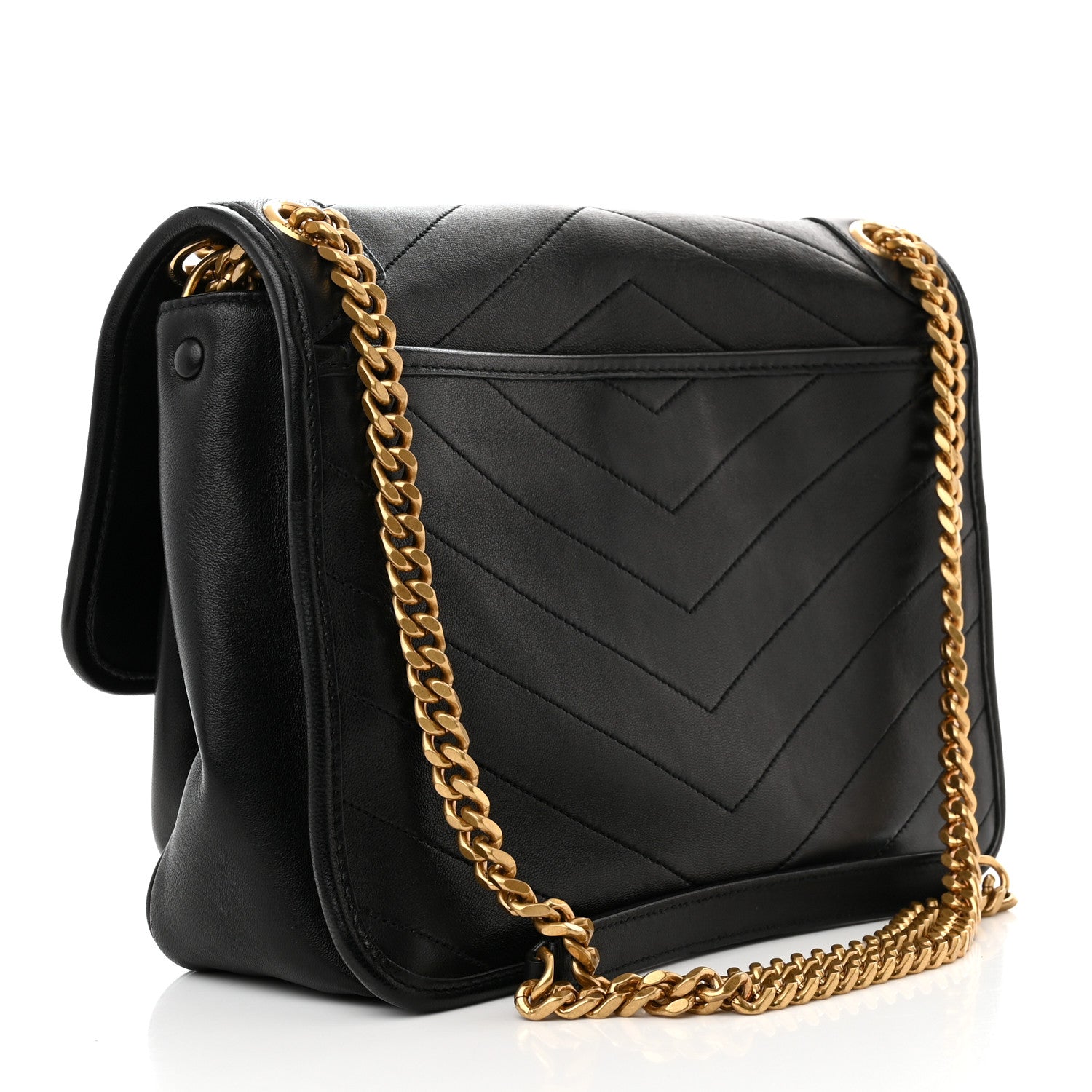 Saint Laurent Lambskin Matelasse Monogram Medium Niki Chain Satchel Black 3 of 9