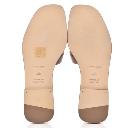 Hermes Box Calfskin Oran Sandals 36.5 Gold 5 of 9