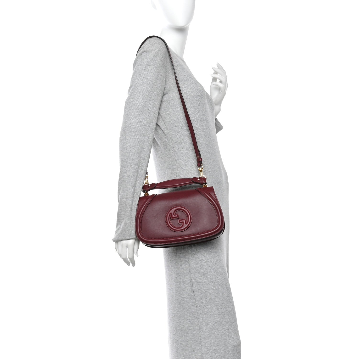 Gucci Roxy Calfskin Medium Blondie Top Handle Bag Rosso Ancora 2 of 10