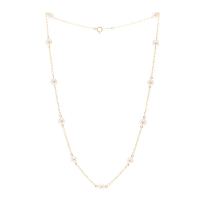 Mikimoto 18K Yellow Gold Akoya Pearl 5.5-6mm Station Necklace 3 of 5