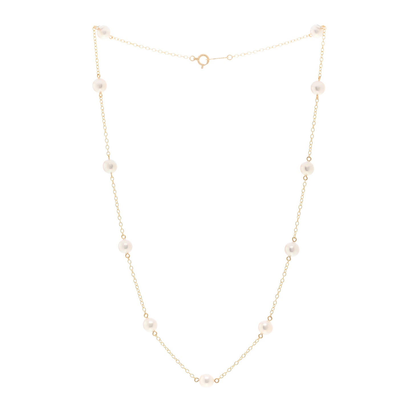 18K Yellow Gold Akoya Pearl 5.5-6mm Station Necklace