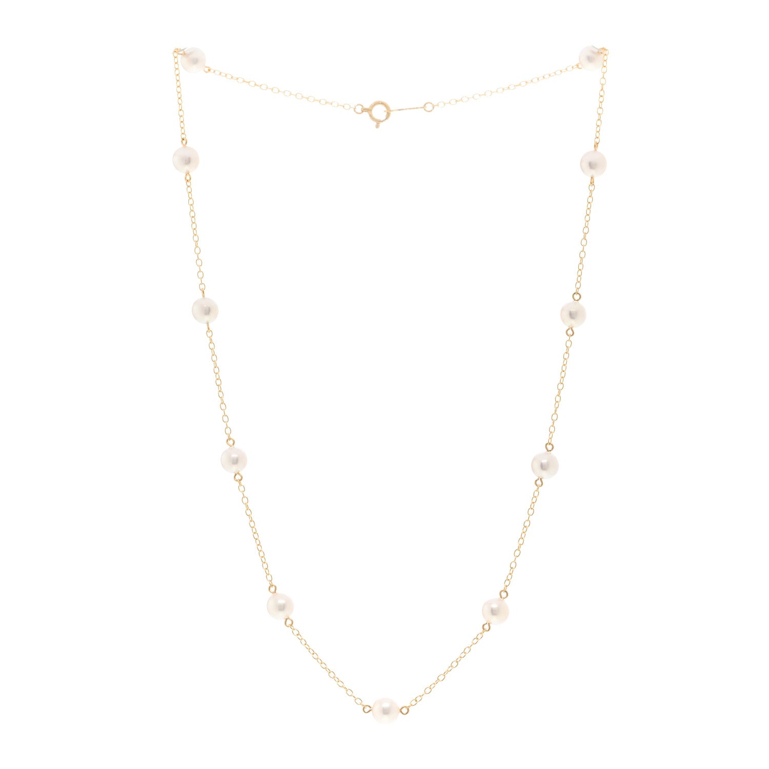 Mikimoto 18K Yellow Gold Akoya Pearl 5.5-6mm Station Necklace 3 of 5