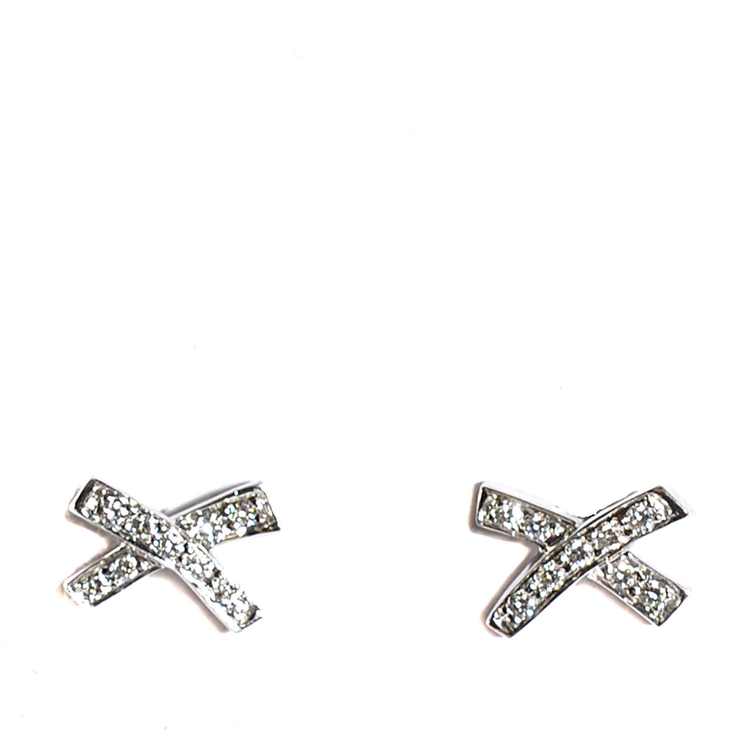 Tiffany Platinum 18K Yellow Gold Diamond Paloma Picasso X Kiss Earrings 1 of 5